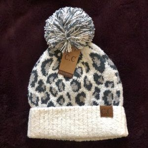 CC Ivory Leopard Beanie